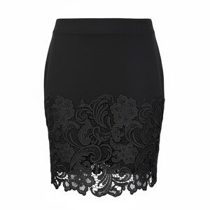 Haute Monde Black Lace-Trim Pencil Skirt